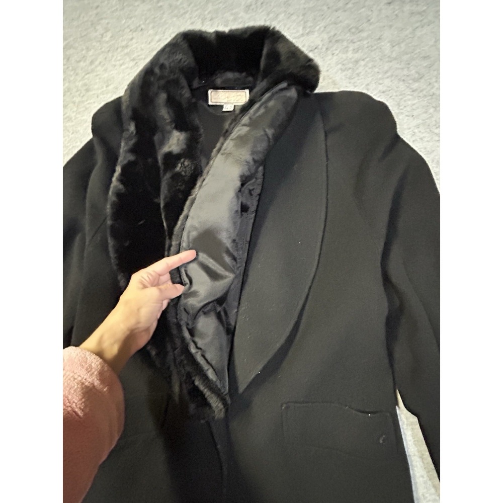 VTG Cache d'Or (Mansfield) Cashmere/Wool Coat Removable Faux Collar Glam L 12 - Picture 6 of 16